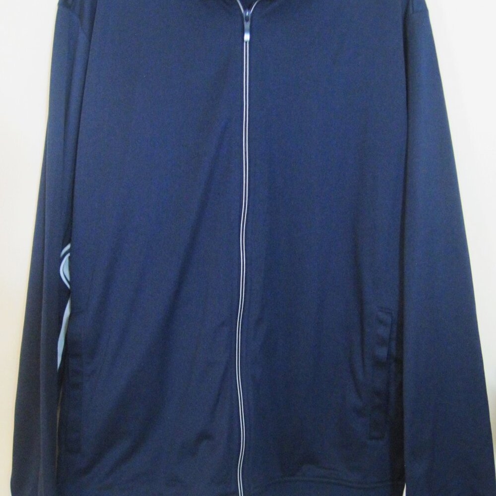ATHLETIC WORKS-Full Zipper-Mens Jacket Size 2XL (50-52)-Blue White Trim-Pockets
